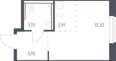 Студия, 22&nbsp;м²