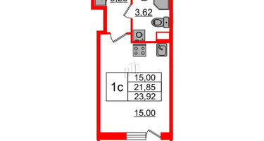 Студия, 21&nbsp;м²