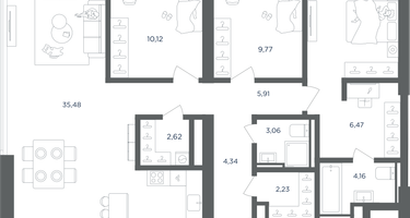 3-к. квартира, 94&nbsp;м²