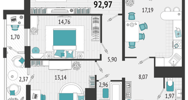 3-к. квартира, 86&nbsp;м²