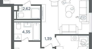 2-к. квартира, 63&nbsp;м²