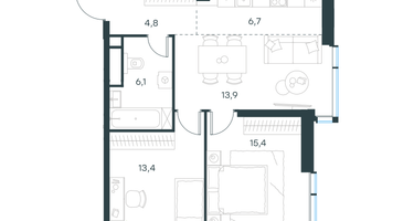3-к. квартира, 60&nbsp;м²