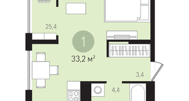 Студия, 33&nbsp;м²
