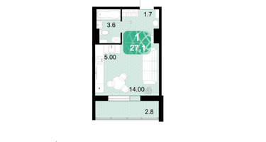 Студия, 27 м²
