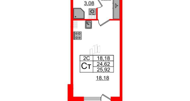Студия, 24 м²