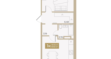 1-к. квартира, 48&nbsp;м²