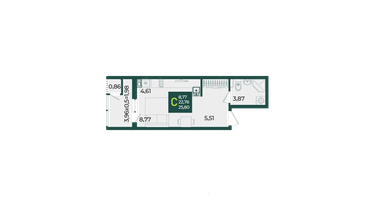 Студия, 25&nbsp;м²