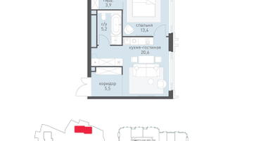 1-к. квартира, 48&nbsp;м²