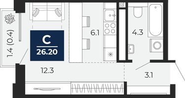 Студия, 25&nbsp;м²