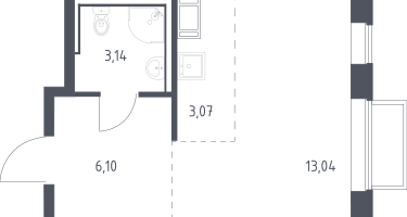 Студия, 25&nbsp;м²