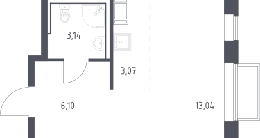 Студия, 25&nbsp;м²