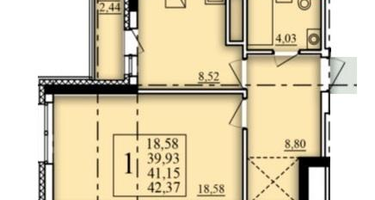 1-к. квартира, 41&nbsp;м²