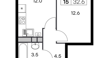 1-к. квартира, 32&nbsp;м²