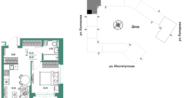 Студия, 37&nbsp;м²