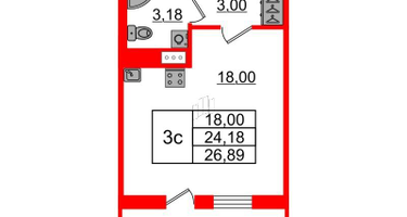 Студия, 24 м²