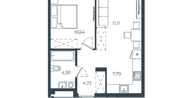 1-к. квартира, 38&nbsp;м²