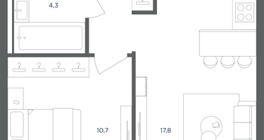 1-к. квартира, 36&nbsp;м²