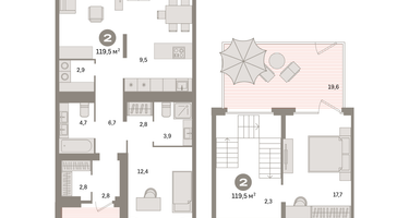 2-к. квартира, 119&nbsp;м²