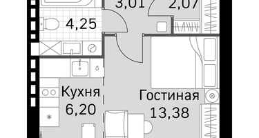 1-к. квартира, 28&nbsp;м²