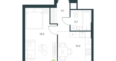 1-к. квартира, 33&nbsp;м²