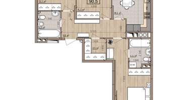 3-к. квартира, 90&nbsp;м²