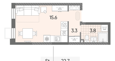 Студия, 22 м²
