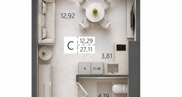 Студия, 27&nbsp;м²