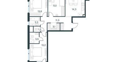 3-к. квартира, 78 м²