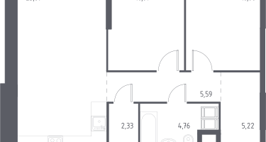 2-к. квартира, 61&nbsp;м²