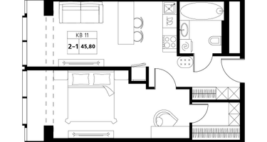 2-к. квартира, 45&nbsp;м²
