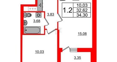 1-к. квартира, 32 м²