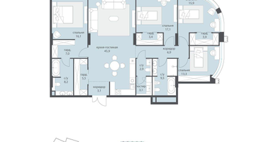 4-к. квартира, 163&nbsp;м²