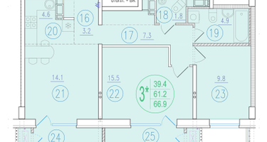 3-к. квартира, 66&nbsp;м²