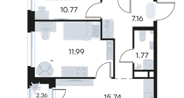 2-к. квартира, 52&nbsp;м²