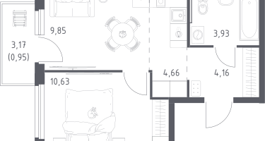 Студия, 34&nbsp;м²