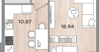 1-к. квартира, 42&nbsp;м²