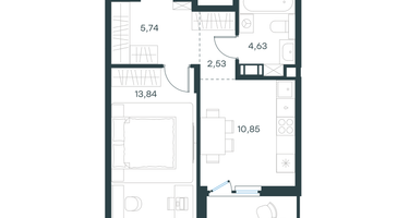 1-к. квартира, 40&nbsp;м²