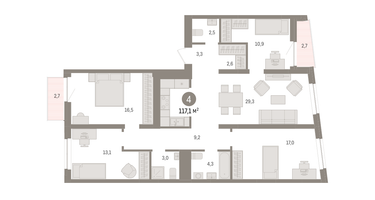 4-к. квартира, 117 м²