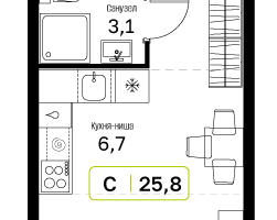 Студия, 25&nbsp;м²