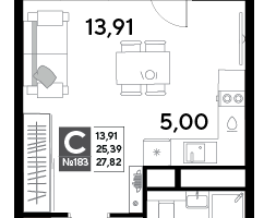 Студия, 27&nbsp;м²