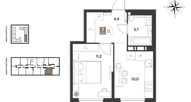 1-к. квартира, 31&nbsp;м²