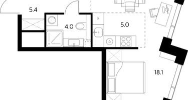 Студия, 32 м²