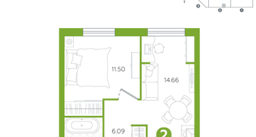 2-к. квартира, 36&nbsp;м²