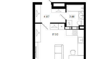 Студия, 25,6 м²