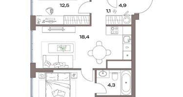 3-к. квартира, 63&nbsp;м²