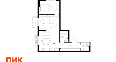 2-к. квартира, 61&nbsp;м²