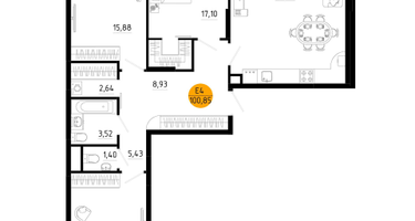 3-к. квартира, 100&nbsp;м²