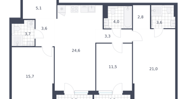 3-к. квартира, 101&nbsp;м²