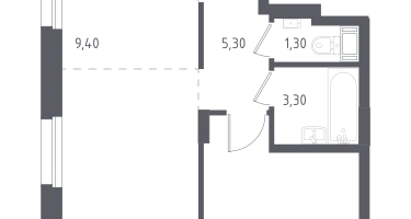 Студия, 43&nbsp;м²