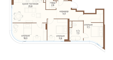 3-к. квартира, 99 м²
